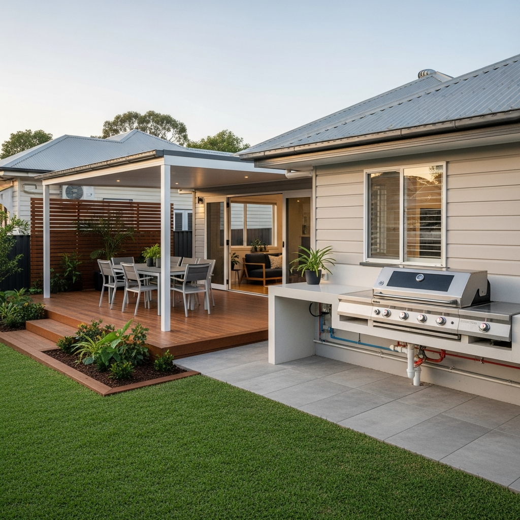 Outdoor gas BBQ installation